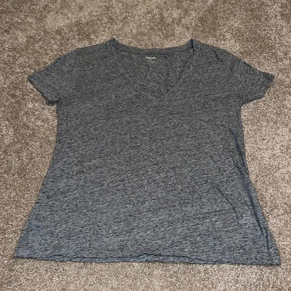 Madewell Heather Gray Short Sleeve Tshirt V neck tshirt size S - Y - Picture 1 of 4